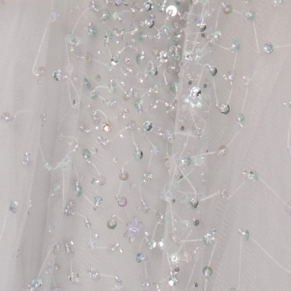 Illusion Luxury / Gorgeous Silver Dancing Prom Dresses 2020 A-Line / Princess Deep V-Neck Beading Sequins Floor-Length / Long Ruffle Backless Formal Dresses