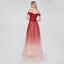 High End Rot Farbverlauf Ballkleider 2020 A Linie Off Shoulder Kurze Ärmel Stoffgürtel Perlenstickerei Pailletten Sweep / Pinsel Zug Rüschen Rückenfreies Festliche Kleider