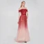 High End Rot Farbverlauf Ballkleider 2020 A Linie Off Shoulder Kurze Ärmel Stoffgürtel Perlenstickerei Pailletten Sweep / Pinsel Zug Rüschen Rückenfreies Festliche Kleider