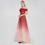High End Rot Farbverlauf Ballkleider 2020 A Linie Off Shoulder Kurze Ärmel Stoffgürtel Perlenstickerei Pailletten Sweep / Pinsel Zug Rüschen Rückenfreies Festliche Kleider