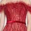 High End Rot Farbverlauf Ballkleider 2020 A Linie Off Shoulder Kurze Ärmel Stoffgürtel Perlenstickerei Pailletten Sweep / Pinsel Zug Rüschen Rückenfreies Festliche Kleider