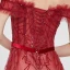High End Rot Farbverlauf Ballkleider 2020 A Linie Off Shoulder Kurze Ärmel Stoffgürtel Perlenstickerei Pailletten Sweep / Pinsel Zug Rüschen Rückenfreies Festliche Kleider