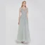 High-end Silver See-through Dancing Prom Dresses 2020 A-Line / Princess High Neck Short Sleeve Beading Sequins Floor-Length / Long Ruffle Formal Dresses