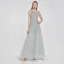 High-end Silver See-through Dancing Prom Dresses 2020 A-Line / Princess High Neck Short Sleeve Beading Sequins Floor-Length / Long Ruffle Formal Dresses
