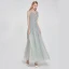 High-end Silver See-through Dancing Prom Dresses 2020 A-Line / Princess High Neck Short Sleeve Beading Sequins Floor-Length / Long Ruffle Formal Dresses