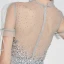 High-end Silver See-through Dancing Prom Dresses 2020 A-Line / Princess High Neck Short Sleeve Beading Sequins Floor-Length / Long Ruffle Formal Dresses