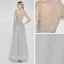 High-end Silver See-through Dancing Prom Dresses 2020 A-Line / Princess High Neck Short Sleeve Beading Sequins Floor-Length / Long Ruffle Formal Dresses