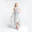 High Low Grey Lace Dancing Prom Dresses 2020 A-Line / Princess High Neck Short Sleeve Handmade  Beading Asymmetrical Formal Dresses
