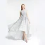 High Low Grey Lace Dancing Prom Dresses 2020 A-Line / Princess High Neck Short Sleeve Handmade  Beading Asymmetrical Formal Dresses