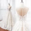 Luxe Champagne Transparentes La Mariée Robe De Mariée 2020 Princesse Encolure Dégagée Sans Manches Appliques En Dentelle Perlage Perle Cathedral Train Volants