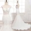 Illusion Blanche Transparentes La Mariée Robe De Mariée 2020 Trompette / Sirène Encolure Carrée Sans Manches Dos Nu Ceinture Appliques En Dentelle Perlage Train De Balayage Volants