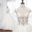 Illusion White Bridal Wedding Dresses 2020 Ball Gown See-through High Neck Sleeveless Appliques Lace Beading Royal Train Ruffle