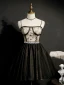 Fashion Black Homecoming Graduation Dresses 2020 A-Line / Princess Spaghetti Straps Sleeveless Rhinestone Sash Short Ruffle Backless Formal Dresses