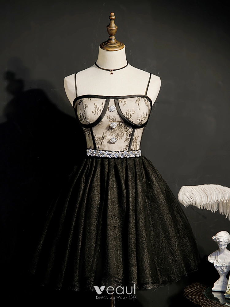 Classy Sleeveless Black Satin A Line Short Birthday Dress Graduation Homecoming Dress Y9031