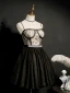 Fashion Black Homecoming Graduation Dresses 2020 A-Line / Princess Spaghetti Straps Sleeveless Rhinestone Sash Short Ruffle Backless Formal Dresses