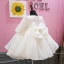 Modest / Simple White Organza Birthday Flower Girl Dresses 2020 Ball Gown Scoop Neck Puffy 1/2 Sleeves Bow Pearl Short Ruffle Wedding Party Dresses