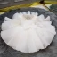 Modest / Simple White Organza Birthday Flower Girl Dresses 2020 Ball Gown Scoop Neck Puffy 1/2 Sleeves Bow Pearl Short Ruffle Wedding Party Dresses