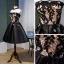 Meilleur Noire Satin de retour Robe De Graduation 2020 Princesse Bustier Sans Manches Appliques En Dentelle Perlage Courte Volants Dos Nu Robe De Ceremonie
