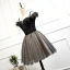 Fashion Black Homecoming Graduation Dresses 2020 A-Line / Princess Off-The-Shoulder Short Sleeve Beading Glitter Tulle Short Ruffle Backless Formal Dresses