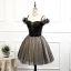 Fashion Black Homecoming Graduation Dresses 2020 A-Line / Princess Off-The-Shoulder Short Sleeve Beading Glitter Tulle Short Ruffle Backless Formal Dresses