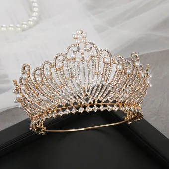 Vintage Retro Gold Tiara Bridal Hair Accessories 2020 Alloy Rhinestone Pearl Wedding Accessories