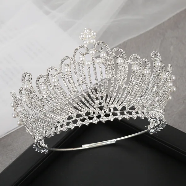 Vintage / Originale Doré Tiare Accessoire Cheveux Mariage 2020 Alliage Faux Diamant Perle Mariage Accessorize