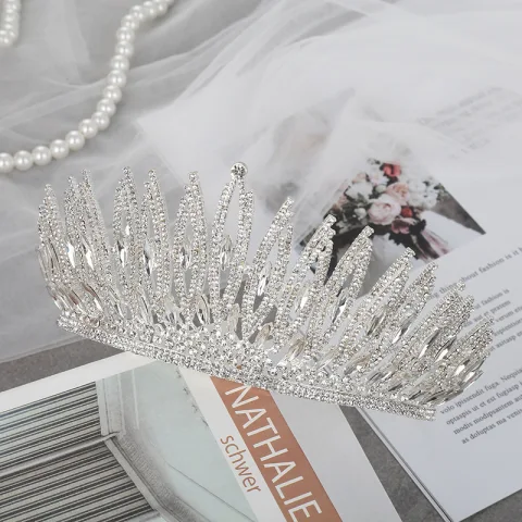 Elegante Silber Diadem Haarschmuck Braut  2020 Legierung Strass Hochzeit Brautaccessoires