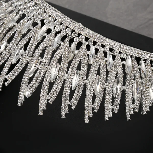 Elegant Sølv Tiara Har Tilbehor 2020 Legering Rhinestone Bryllup Tilbehør