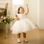 Chic / Beautiful White Organza Flower Girl Dresses 2020 Ball Gown Scoop Neck Puffy Short Sleeve Bow Short Ruffle Wedding Party Dresses