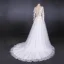 Charmant Weiß Durchsichtige Hochzeits Brautkleider / Hochzeitskleider 2020 A Linie Lange Ärmel Tiefer V-Ausschnitt Rückenfreies Applikationen Spitze Perlenstickerei Gespaltete Front Hof-Schleppe