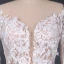 Charmant Weiß Durchsichtige Hochzeits Brautkleider / Hochzeitskleider 2020 A Linie Lange Ärmel Tiefer V-Ausschnitt Rückenfreies Applikationen Spitze Perlenstickerei Gespaltete Front Hof-Schleppe