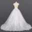 Luxe Blanche La Mariée Robe De Mariée 2020 Robe Boule Col v profond Sans Manches Dos Nu Appliques En Dentelle Perlage Chapel Train Volants