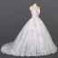 Luxe Blanche La Mariée Robe De Mariée 2020 Robe Boule Col v profond Sans Manches Dos Nu Appliques En Dentelle Perlage Chapel Train Volants