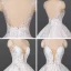 Luxe Blanche La Mariée Robe De Mariée 2020 Robe Boule Col v profond Sans Manches Dos Nu Appliques En Dentelle Perlage Chapel Train Volants