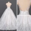 Luxe Blanche La Mariée Robe De Mariée 2020 Robe Boule Col v profond Sans Manches Dos Nu Appliques En Dentelle Perlage Chapel Train Volants