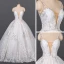 Luxe Blanche La Mariée Robe De Mariée 2020 Robe Boule Col v profond Sans Manches Dos Nu Appliques En Dentelle Perlage Chapel Train Volants