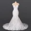 Luxury / Gorgeous White Bridal Wedding Dresses 2020 Trumpet / Mermaid V-Neck Sleeveless Backless Appliques Lace Beading Court Train Ruffle