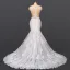 Luxury / Gorgeous White Bridal Wedding Dresses 2020 Trumpet / Mermaid V-Neck Sleeveless Backless Appliques Lace Beading Court Train Ruffle