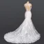 Luxury / Gorgeous White Bridal Wedding Dresses 2020 Trumpet / Mermaid V-Neck Sleeveless Backless Appliques Lace Beading Court Train Ruffle