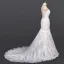 Luxury / Gorgeous White Bridal Wedding Dresses 2020 Trumpet / Mermaid V-Neck Sleeveless Backless Appliques Lace Beading Court Train Ruffle