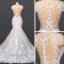 Luxury / Gorgeous White Bridal Wedding Dresses 2020 Trumpet / Mermaid V-Neck Sleeveless Backless Appliques Lace Beading Court Train Ruffle