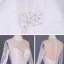 Luxus / Herrlich Weiß Hochzeits Durchsichtige Brautkleider / Hochzeitskleider 2020 Ballkleid Stehkragen Lange Ärmel Handgefertigt Perlenstickerei Pailletten Kathedrale Schleppe Rüschen