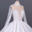 Luxus / Herrlich Weiß Hochzeits Durchsichtige Brautkleider / Hochzeitskleider 2020 Ballkleid Stehkragen Lange Ärmel Handgefertigt Perlenstickerei Pailletten Kathedrale Schleppe Rüschen