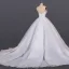 Luksus Hvit Bryllups Korsett Brudekjoler 2020 Ballkjole Kjæreste Uten Ermer Ryggløse Appliques Blonder Håndlaget Beading Cathedral Train Buste