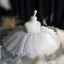 Schöne Weiß Organza Sommer Blumenmädchenkleider 2020 Ballkleid Rundhalsausschnitt Ärmellos Applikationen Spitze Perle Kurze Rüschen Kleider Für Hochzeit