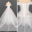 Luxury / Gorgeous Ivory Bridal Wedding Dresses 2020 Ball Gown Off-The-Shoulder Short Sleeve Backless Glitter Tulle Appliques Lace Beading Cathedral Train Ruffle