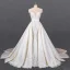 Luxe Blanche Satin La Mariée Robe De Mariée 2020 Trompette / Sirène Transparentes Encolure Dégagée Sans Manches Ceinture Appliques En Dentelle Perlage Détachable Cathedral Train Volants