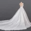 Luxe Blanche Satin La Mariée Robe De Mariée 2020 Trompette / Sirène Transparentes Encolure Dégagée Sans Manches Ceinture Appliques En Dentelle Perlage Détachable Cathedral Train Volants