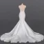 Luxe Blanche Satin La Mariée Robe De Mariée 2020 Trompette / Sirène Transparentes Encolure Dégagée Sans Manches Ceinture Appliques En Dentelle Perlage Détachable Cathedral Train Volants
