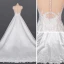 Luxe Blanche Satin La Mariée Robe De Mariée 2020 Trompette / Sirène Transparentes Encolure Dégagée Sans Manches Ceinture Appliques En Dentelle Perlage Détachable Cathedral Train Volants